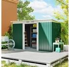 Outsunny Ger&auml;tehaus Gartenhaus mit Schiebet&uuml;r, Fenster, Stahl, BxT: 280x130 cm,