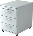 HAMMERBACHER Container Rollcontainer 58cm 3 Sch&uuml;be Relinggriff Grau