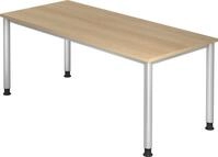 HAMMERBACHER Schreibtisch Schreibtisch 4-Fu&szlig;-rund 180x80cm Eiche/Silber