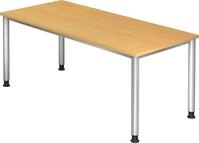 HAMMERBACHER Schreibtisch Schreibtisch 4-Fu&szlig;-rund 180x80cm Buche/Silber