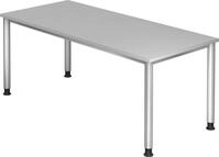 HAMMERBACHER Schreibtisch Schreibtisch 4-Fu&szlig;-rund 180x80cm Grau/Silber