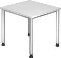 HAMMERBACHER Schreibtisch Schreibtisch 4-Fu&szlig;-rund 80x80cm Wei&szlig;/Silber