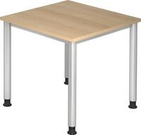 HAMMERBACHER Schreibtisch Schreibtisch 4-Fu&szlig;-rund 80x80cm Eiche/Silber