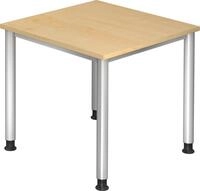 HAMMERBACHER Schreibtisch Schreibtisch 4-Fu&szlig;-rund 80x80cm Ahorn/Silber