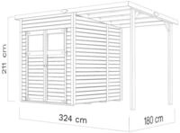 Woodtex Gartenhaus Gartenhaus&nbsp;Marksburg&nbsp;2&nbsp;mit&nbsp;Anbau 14 mm&nbsp;natur, BxT:...