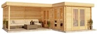 Alpholz Gartenhaus Holz Flachdach Quinta, BxT: 720x530 cm, in Naturbelassen mit 44mm