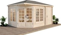 Alpholz Gartenhaus Holz 5-Eck Josephine mit Anbau, BxT: 452x312 cm, in Naturbelassen