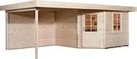 weka Gartenhaus Designhaus 213 Plus, BxT: 585x279 cm, (Set), mit Anbaudach und