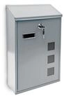 relaxdays Briefkasten 3 Fenster Farbauswahl, silber