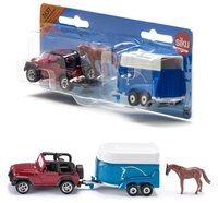 SIEPER Modellauto siku Jeep Wrangler mit Pferdeanh&auml;nger 1:55