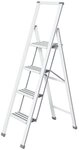 WENKO Trittleiter Modell Alu-Design, Klapptritt Leiter, rutschsichere XXL-Stufen,