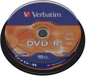 Verbatim DVD-Rohling 10 Verbatim Rohlinge DVD-R 4,7GB 16x Spindel