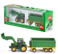 Siku Spielzeug-Auto John Deere Traktor mit Frontlader und Anh&auml;nger - SIKU 1:87