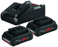 BOSCH 2 x ProCORE18V 4.0Ah + GAL 18V-40 Professional STA Akku Starter-Set (18 V...