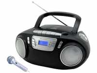 Soundmaster SCD5800SW CD-Player Kassettenrekorder tragbar LED USB Mikrofon...