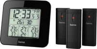 Hama Wetterstation EWS-Trio mit 3 Sensoren, digital, DCF-Funkuhr, schwarz