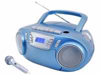 Soundmaster SCD5800BL CD-Player Kassettenrekorder tragbar LED USB Mikrofon...