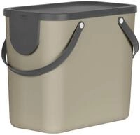 ROTHO M&uuml;lleimer ALBULA, Kunststoff, Anthrazit, Braun, 25 Liter