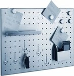 ALCO Wandtafel Magnettafel Edelstahl gelocht geb&uuml;rstet 50x35cm silber inkl. Zubeh&ouml;r