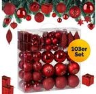 Deuba Weihnachtsbaumkugel (103 St), Weihnachtskugeln 103er Set Weihnachtsdeko matt