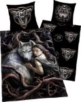Anne Stokes Kinderbettw&auml;sche Anne Stokes, Renforc&eacute;, 2 teilig, mit Wolf und Frau