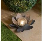 esotec LED Solarleuchte Metall LOTUSBL&Uuml;TE D=26cm mit Bruchglaskugel 2700K warmwei&szlig;