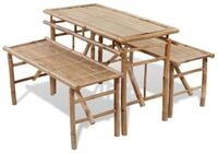 vidaXL Gartenlounge-Set Biertisch mit 2 B&auml;nken 100 cm Bambus