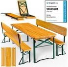 Casaria Bierzeltgarnitur, (3-tlg), mit Lehne 170 cm Klappbar Stabil 2x Bierbank...
