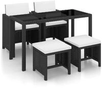 vidaXL Garten-Essgruppe 5-tlg. Garten-Essgruppe mit Auflagen Poly Rattan...