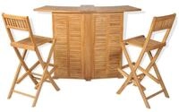 vidaXL Bistrotisch, 3-tlg. Bistro-Set mit Klappst&uuml;hlen Massivholz Teak