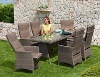 MERXX Garten-Essgruppe Valencia, (6x verstellbare Relaxsessel, 1x Tisch 150x80...
