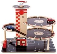 Hape Hape E3002 - Parkhaus Spieleset aus Holz, ink. Autos + Hubschrauber