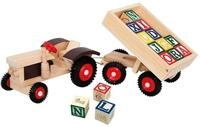 Bino & Mertens Nachziehspielzeug - Tracki Bobo - Traktor mit ABC- Anh&auml;nger