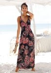 LASCANA Maxikleid mit verstellbarem Ausschnitt und gesmokter Taille, Jerseykleid