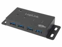 LogiLink UA0149 USB-Adapter, USB 3.0 HUB 4-Port Metall Gehäuse Power Display...
