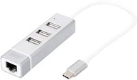 Digitus USB-Verteiler USB Typ-C&trade; 3-Port Hub + Fast Ethernet LAN-Adapter