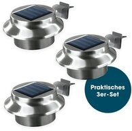 EASYmaxx Dachrinnenleuchten Solar-Leuchte Dachrinne, 3-er Set, Edelstahl,