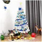COSTWAY K&uuml;nstlicher Weihnachtsbaum, 240cm, 1138 PVC Nadeln, mit Metallst&auml;nder wei&szlig;