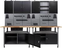 ONDIS24 Werkstatt-Set, 2x Werkbank, 2x Werkstattschrank, 2x Lochwand