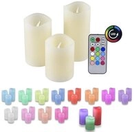 IOIO LED-Kerze 3er LED Echtwachs Kerzen Set Fernbedienung RGB Farbwechsel Timer,