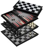Philos Spiel, Schach Backgammon Dame Set - Kunststoff - Feld 37 mm - magnetisch