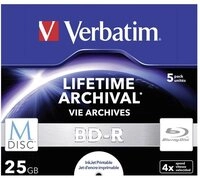 Verbatim Blu-ray-Rohling 5 Rohlinge M-Disc BD-R full printable 25GB 4x Jewelcase