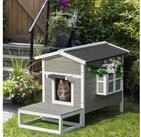 PawHut Tierh&ouml;hle Katzenh&ouml;hle, Kleintierhaus, mit Terrasse, f&uuml;r Katzen Hunde,...
