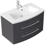 Magnolia Home Waschtisch Badm&ouml;bel Bella 80 mit runder Front SoftClose anthrazit