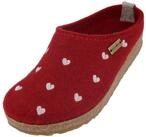 Haflinger Grizzly Cuoricino Filzclog aus reinem Wollfilz Unisex Herzmotiv Hausschuh