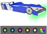 vidaXL Kinderbett, Jugendbett mit LED im Rennwagen-Design 90 x 200 cm Blau