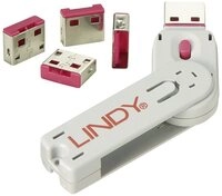 Lindy Laptopschloss LINDY USB-A Port Schloss USB-Lock + Key 4er Set Rosa inkl. 1