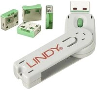 Lindy Laptopschloss LINDY USB-A Port Schloss USB-Lock + Key 4er Set Gr&uuml;n inkl. 1