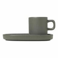 blomus Espressotasse Pilar 2er-Set mit Untertassen Pewter, Keramik