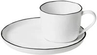 Broste Copenhagen Tasse SALT Tasse mit Untertasse S 0,1&nbsp;l, Porzellan, Salt...